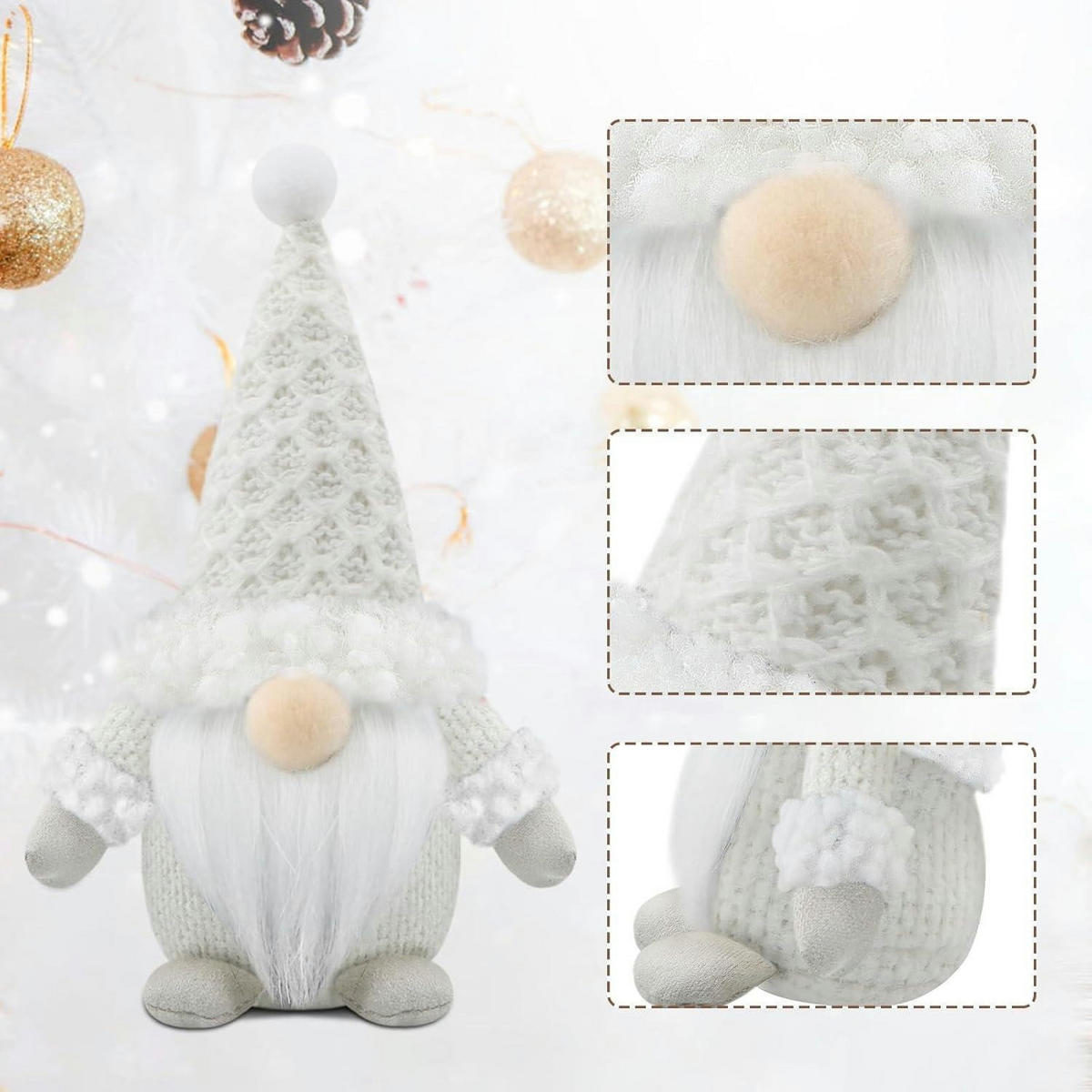 WEIHNACHTSWICHTEL 3er Set Weiß Textil - Weiß, Textil (7/18/10cm)