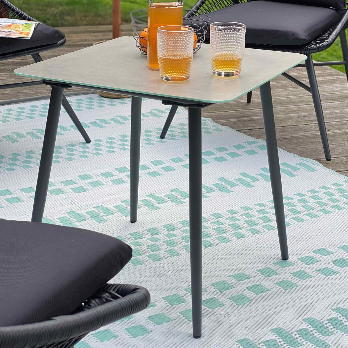 GARTENBEISTELLTISCH 2-tlg., Grau - Grau, Metall (55/55/55cm) - Oviala