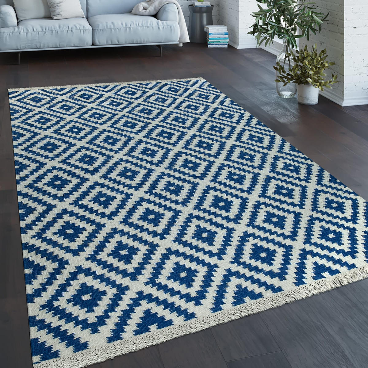 NATURFASERTEPPICH 200/300 cm Kenitra 500 - Hellblau, Naturmaterialien (200/300cm) - Paco Home