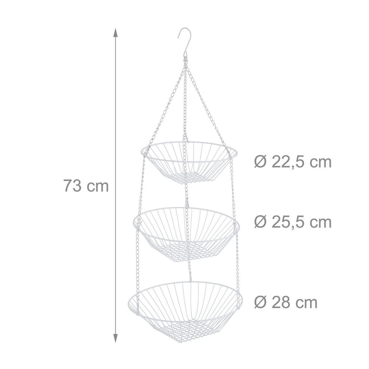 KÔŠ s ovocím - biela, kov (28/73/28cm) - Relaxdays
