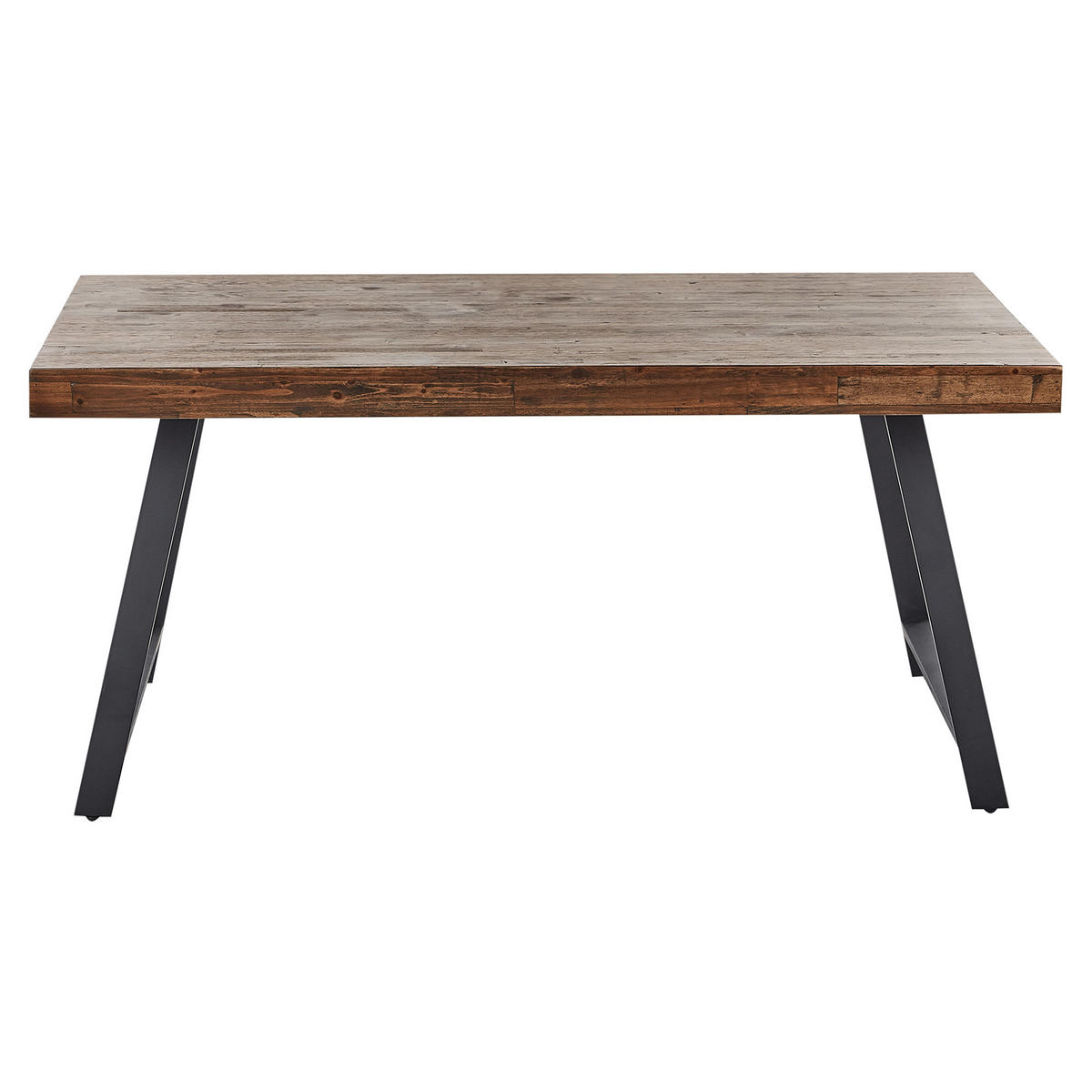 ESSTISCH 160/90 cm Dunkler Holzfarbton/Schwarz Warton - Dunkelbraun/Schwarz, Holz (160/90/74cm) - Beliani