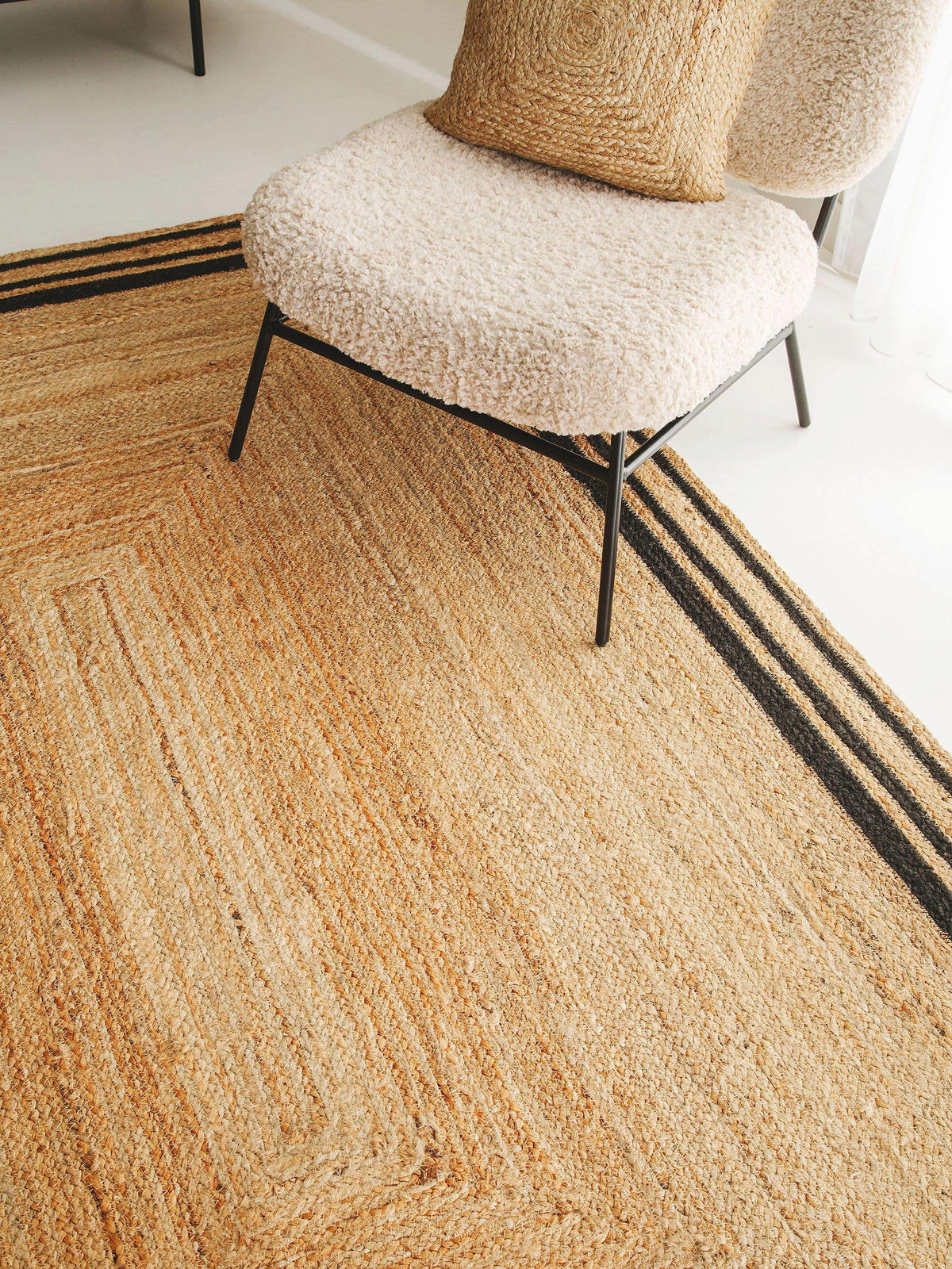 JUTETEPPICH Jutta Schwarz 120x170 cm - Schwarz, Textil (120/170cm) - benuta Pure