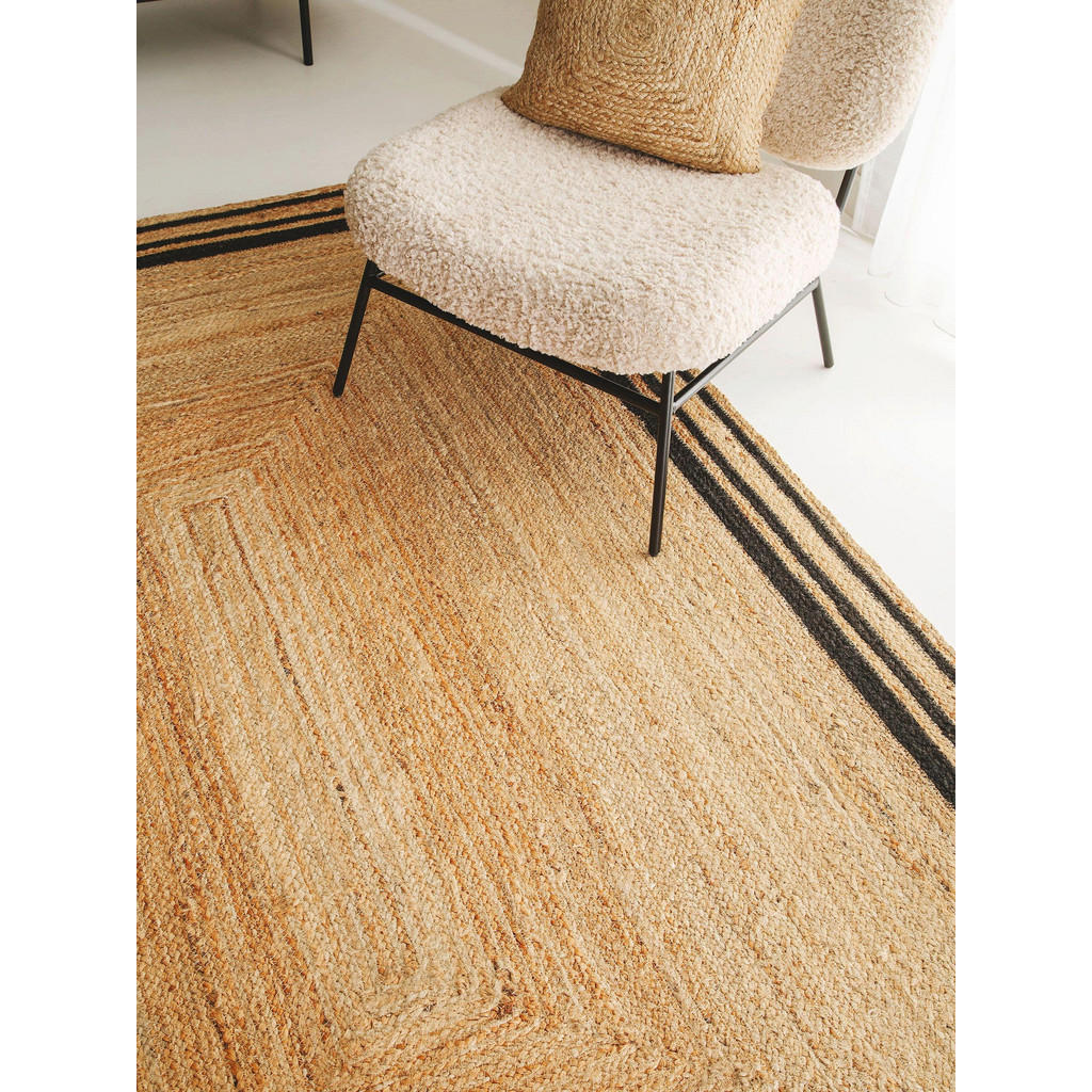 Thumbnail - benuta Pure Juteteppich, Schwarz, Textil, Beton Optik, Rechteckig, 80x150 cm, Gots, für Fußbodenheizung geeignet, Teppic...