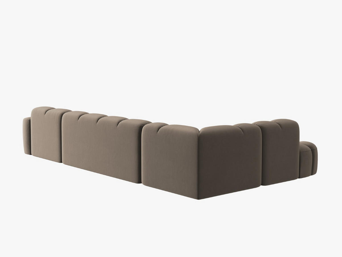 PANORAMASOFA links Lisa aus Samt hellbraun 7 Sitzplätze - Hellbraun, Textil (234/77/387cm) - Micadoni