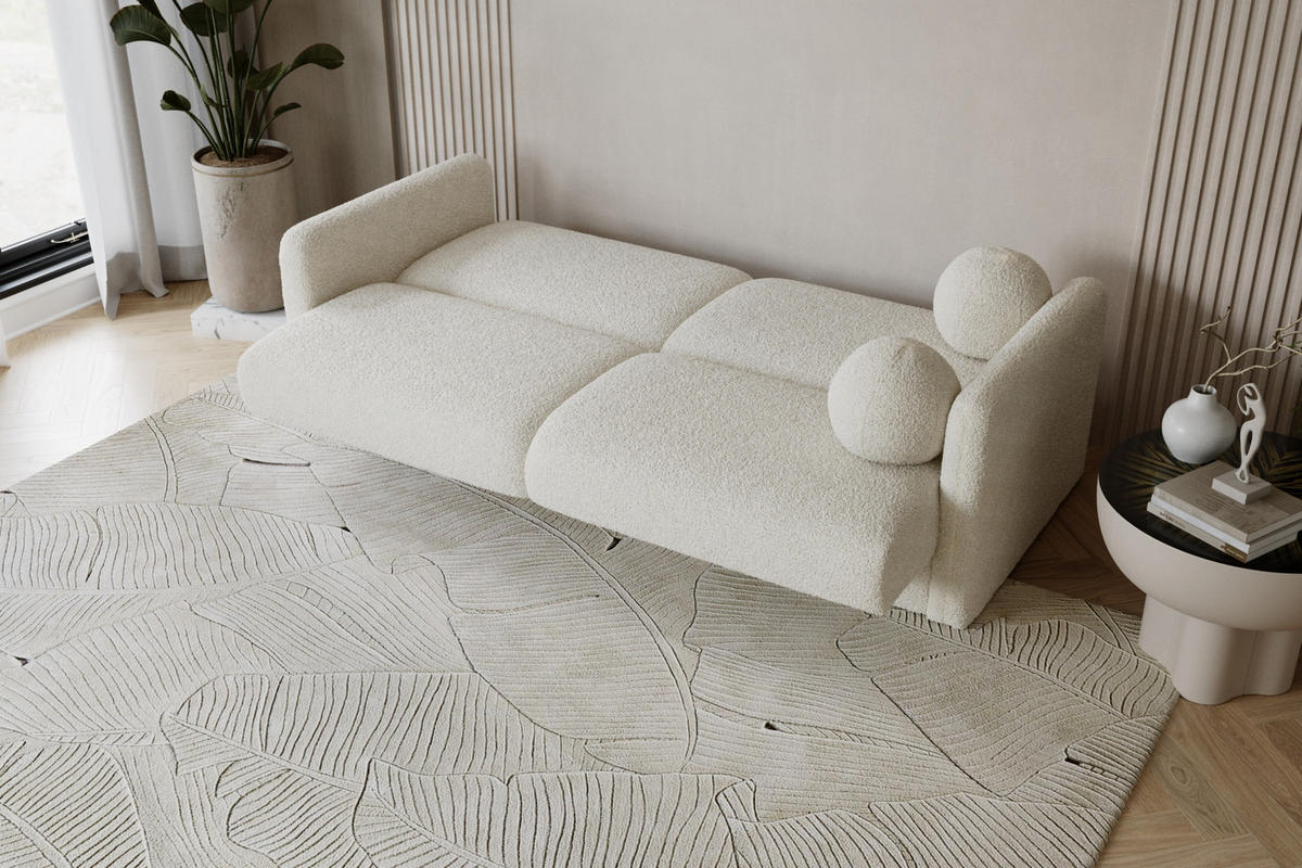 SOFA CLASSY 214cm breit in Boucle Hellgrau - Hellgrau, Holz/Holzwerkstoff (214/93/100cm) - Deine Möbel 24