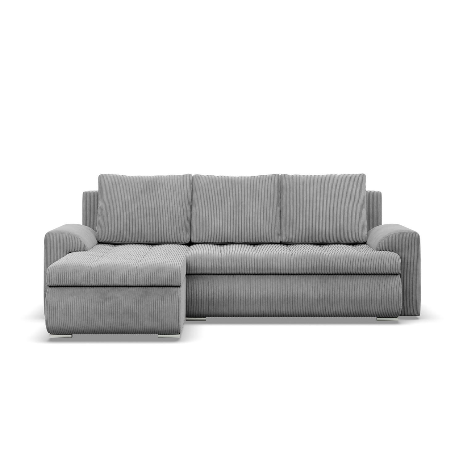 ECKSOFA LINKS MIT SCHLAFFUNKTION FORESTA, Cord - Grau - Grau, Textil (230/159cm) - Mebligo