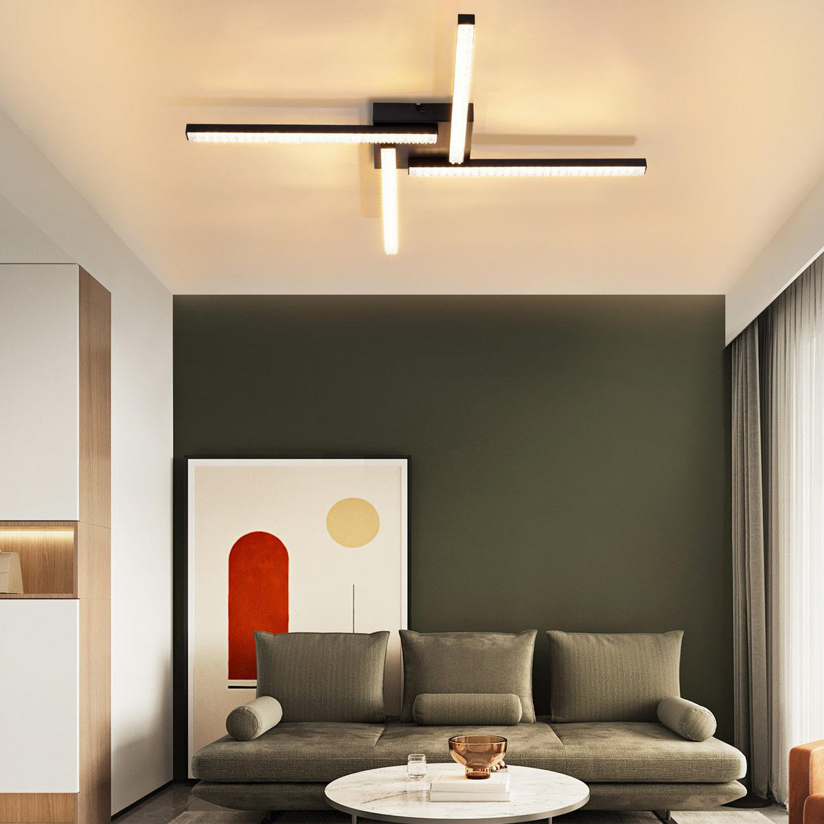 LED-DECKENLEUCHTE Dorthea 57/57/6 cm - Schwarz, Metall (57/57/6cm) - Nettlife