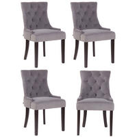 WOHNZIMMERSTUHL 4er Set Samt grau - Grau, Holz/Textil (55/92/58cm) - CLP