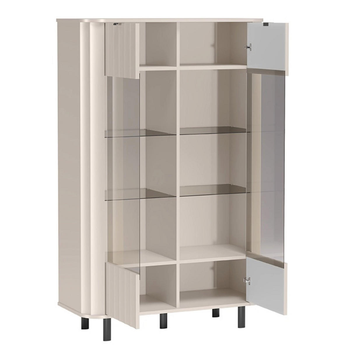 VITRINE Novado Kaschmirgrau 98 cm - Taupe/Schwarz, Holzwerkstoff/Metall (98.3/155/40.5cm) - Selsey