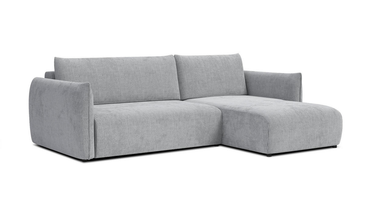 ECKSOFA TAUER 3-Sitzer links, hellgrau - Hellgrau/Schwarz, Holz/Textil (248/173cm) - Courtois Laville