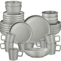 KOMBISERVICE Una, ineinander stapelbar, grau - Grau, Keramik (26/2.3/26cm) - tectake