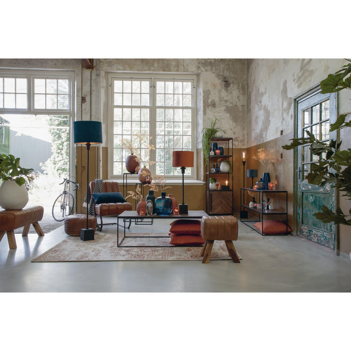 TISCHLEUCHTE Liva/Velours Schwarz, Blau 35/35/69 cm - Blau/Schwarz, Metall (35/35/69cm) - Light & Living