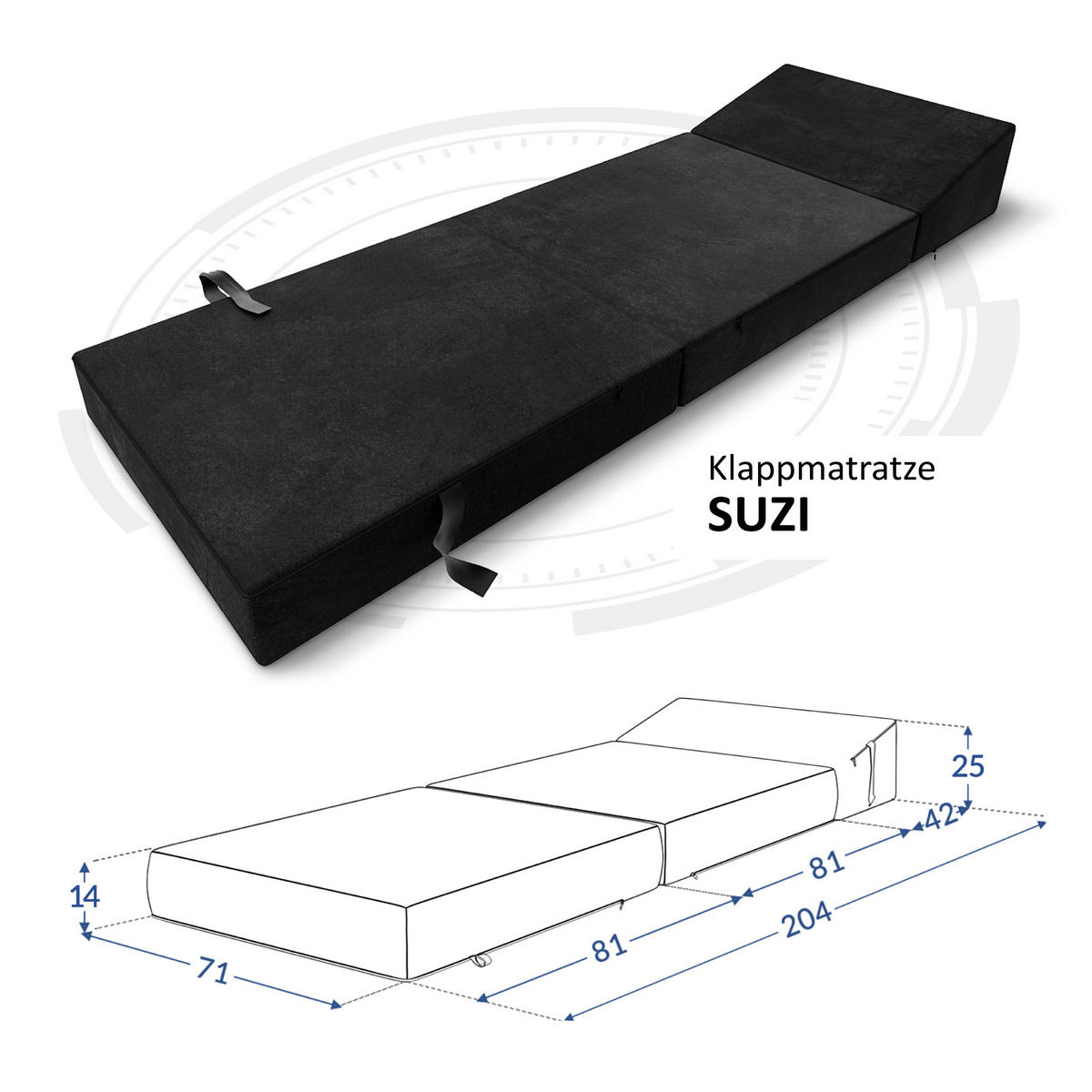 KLAPPMATRATZE SUZI - Schwarz, Textil (70/200cm) - FDM