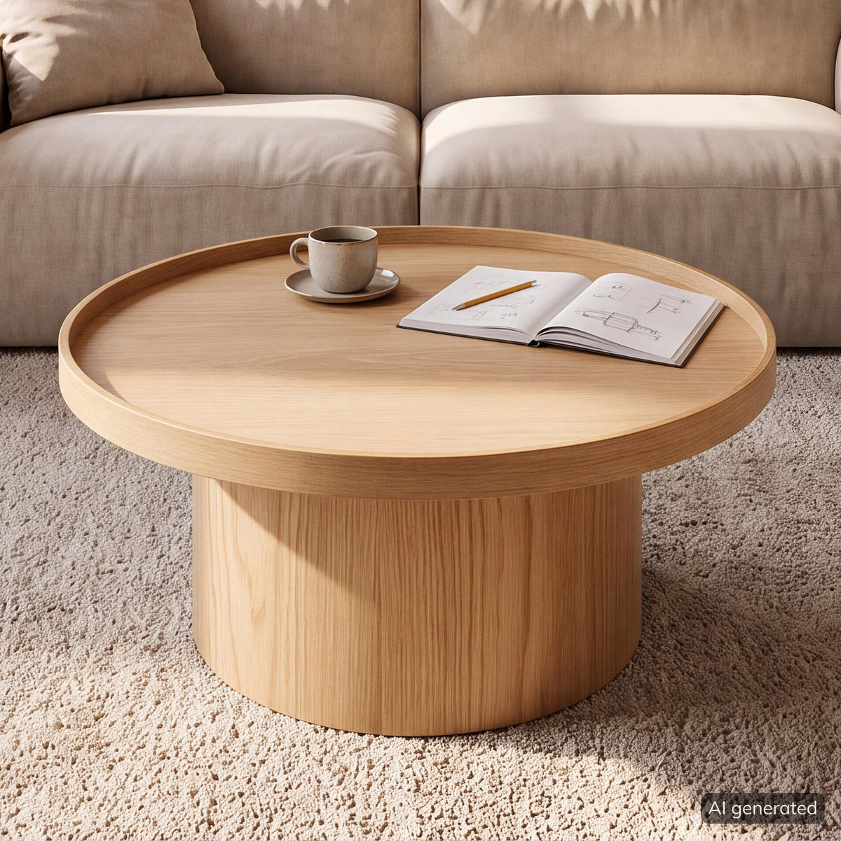COUCHTISCH - MDF - Eiche - Eichefarben, Holzwerkstoff (80/80/35cm) - home24