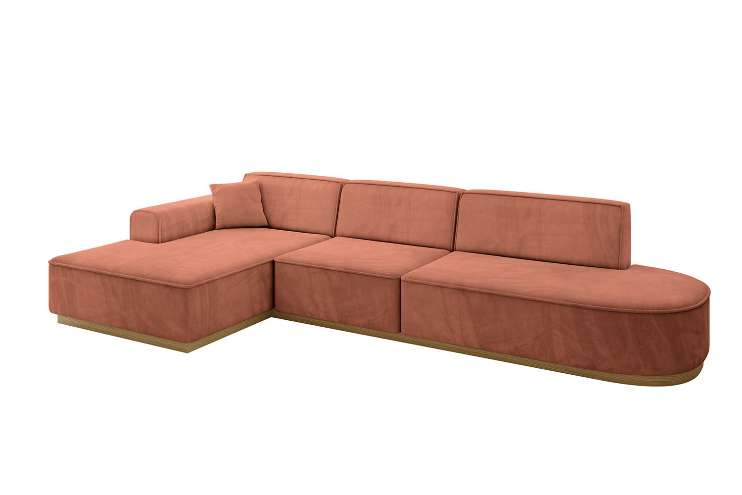 ECKSOFA Ottomane Links IREA-L2-v2 - 327x165x80 cm Apricot - Koralle, Holzwerkstoff/Textil (327/165cm) - ALTDECOR