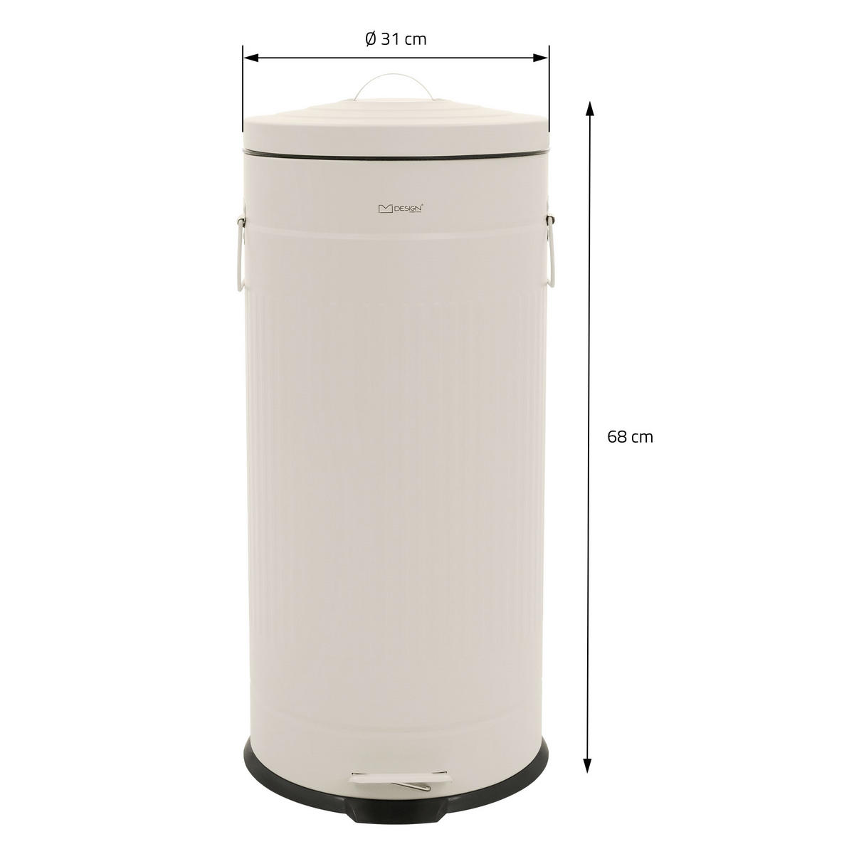 ODPADKOVÝ KOŠ do kuchyně, 30 l, s nožním pedálem a víkem se systémem Softclose, béžový, z oceli - béžová, kov (31/68/37cm) - ML-DESIGN