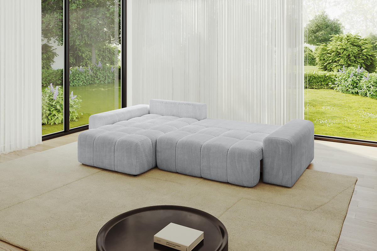 ECKSOFA Ottomane links/rechts ENIL-L 290x175x84 Grau Cord - Grau, Holzwerkstoff/Kunststoff (290/175cm) - ALTDECOR