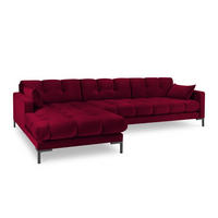 ECKSOFA links Mamaia aus Samt rot 5 Sitzplätze - Rot, Textil (185/293cm) - Micadoni