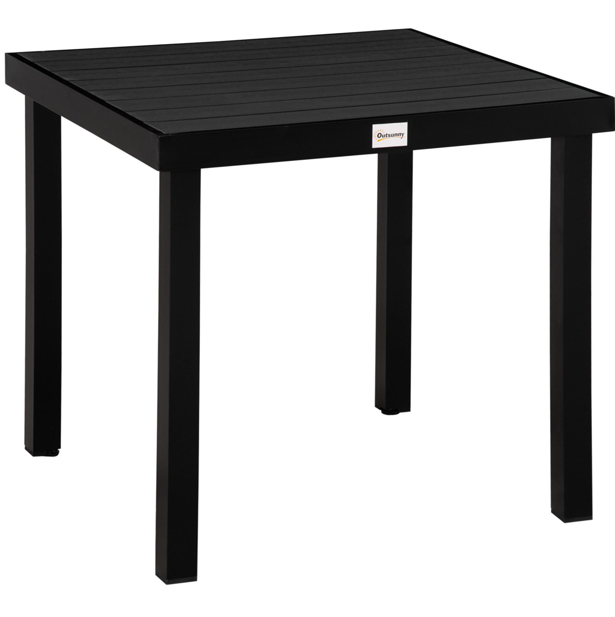 GARTENTISCH 78/78/74 cm aus Aluminium mit Tischplatte in Holzoptik, Schwarz - Naturfarben, Metall (78/78/74cm) - Redom