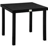 GARTENTISCH 78/78/74 cm aus Aluminium mit Tischplatte in Holzoptik, Schwarz - Naturfarben, Metall (78/78/74cm) - Redom