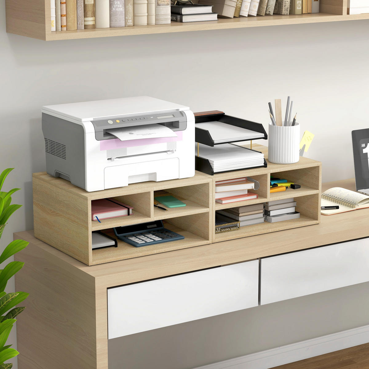 AKTENREGAL DE-14429 3 Fächer für Drucker Holzoptik - Naturfarben, Holzwerkstoff (40/22.5/47cm) - ComfortXL