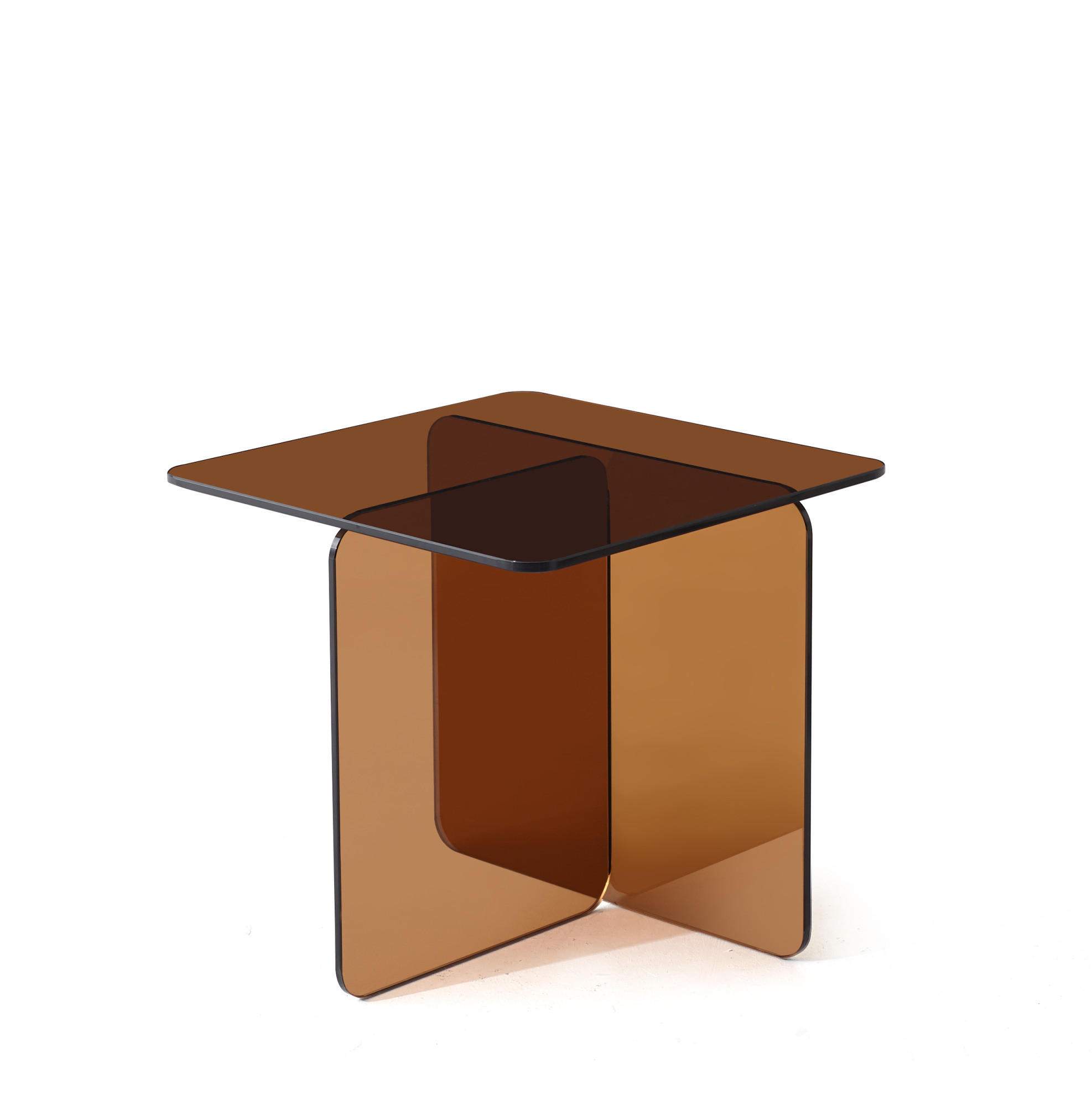 BEISTELLTISCH aus gehärtetem Glas 45x45x41 cm Braun für Wohnbereich und Außenbereich - Braun, Glas (45/45/51cm) - IVMEU