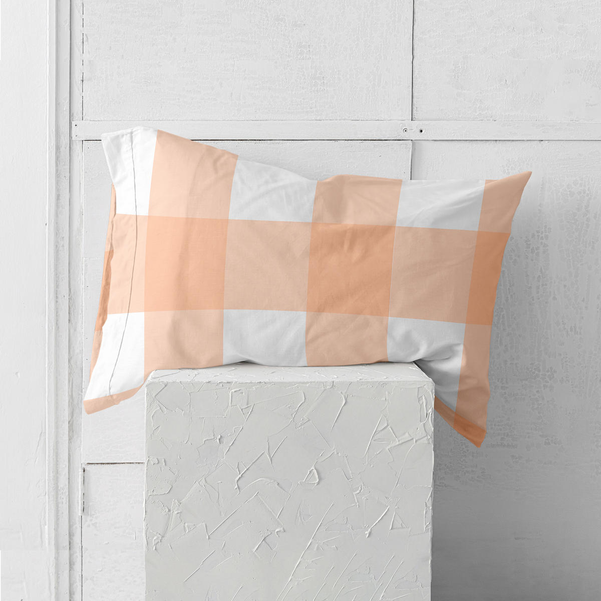 KISSENBEZUG gingham 80x80 cm pfirsich - Orange, Textil (80/80cm) - Happy Friday