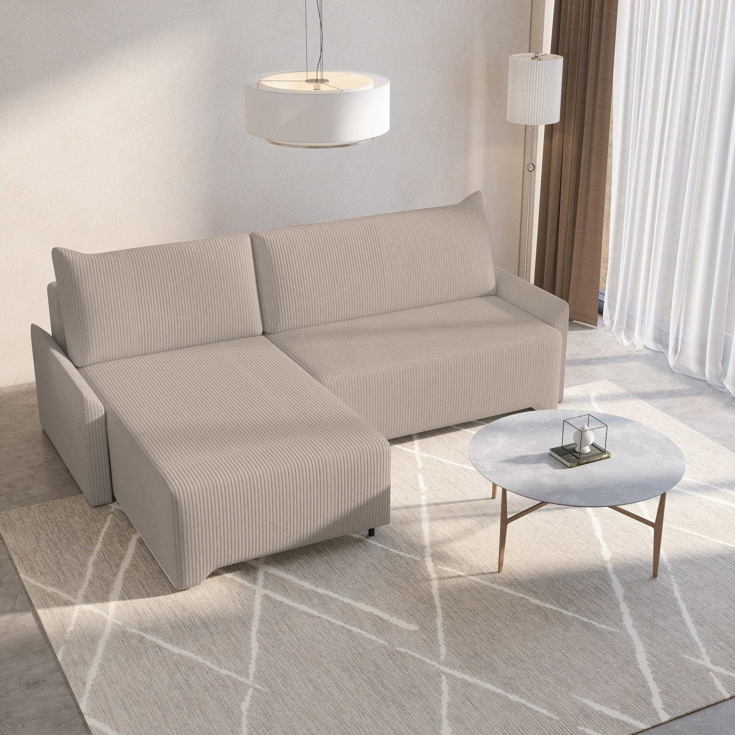 Thumbnail - Möblo Eckschlafsofa, Beige, Holzwerkstoff, 4-Sitzer, L-Form, 245x174 cm, Wohnzimmer, Sofas & Couches, Wohnlandschaften, ...