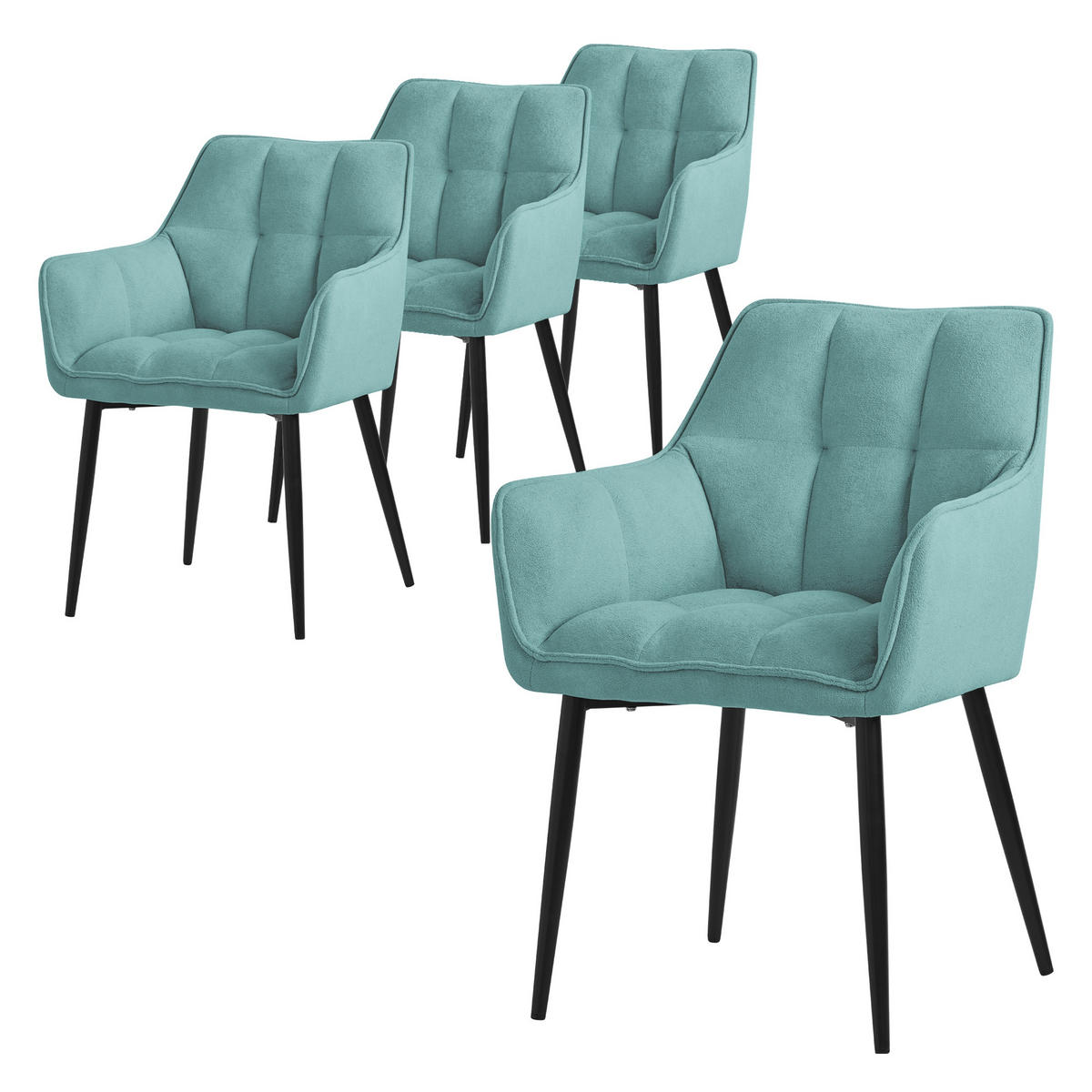 ESSZIMMERSTUHL 4er Set petrol - Hellblau, Textil (63/90/57cm) - ML-DESIGN