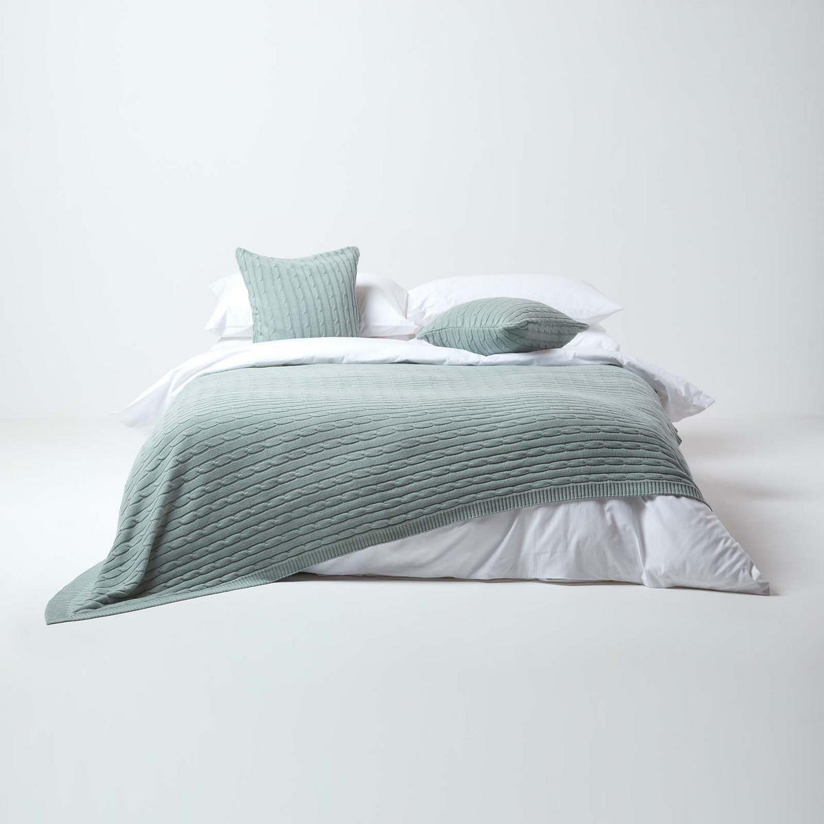 STRICKDECKE 150/200 cm, Baumwolle mit Rautenmuster - Blau, Textil (150/200cm) - Homescapes