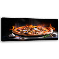 WANDBILD pizza food küchenrestaurant - Schwarz, Textil (90/30cm) - Feeby