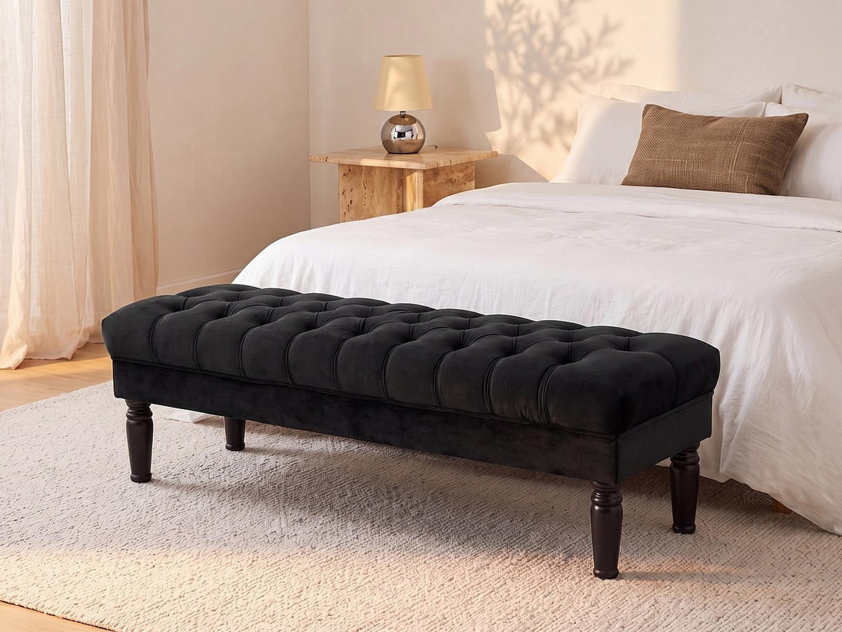 SITZBANK - 1 Person - samt - schwarz Rinaldo - Schwarz, Textil (160/46/50cm) - Vente-Unique