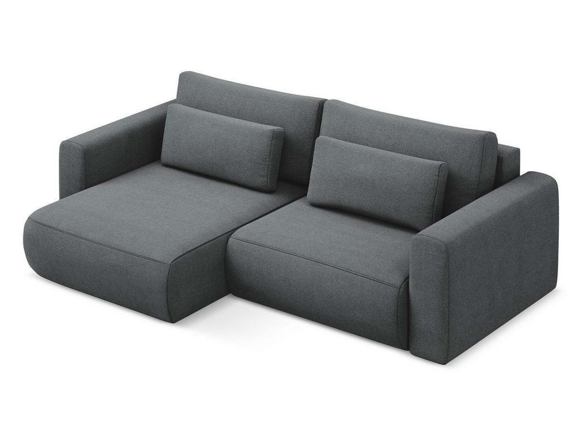 ECKSOFA mit Schlaffunktion Strukturstoff Stoff Grau - Schwarz/Grau, Kunststoff/Textil (149/240cm) - Makamii