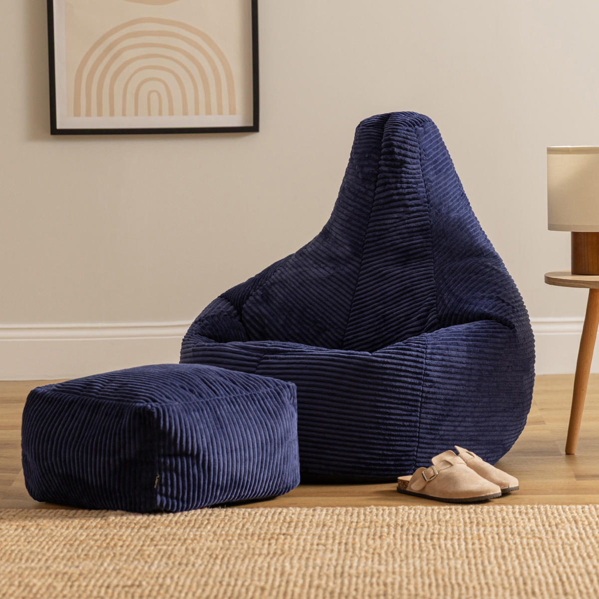 SITZSACK Dalton mit Hocker - Dunkelblau, Textil (90/73/84cm) - icon