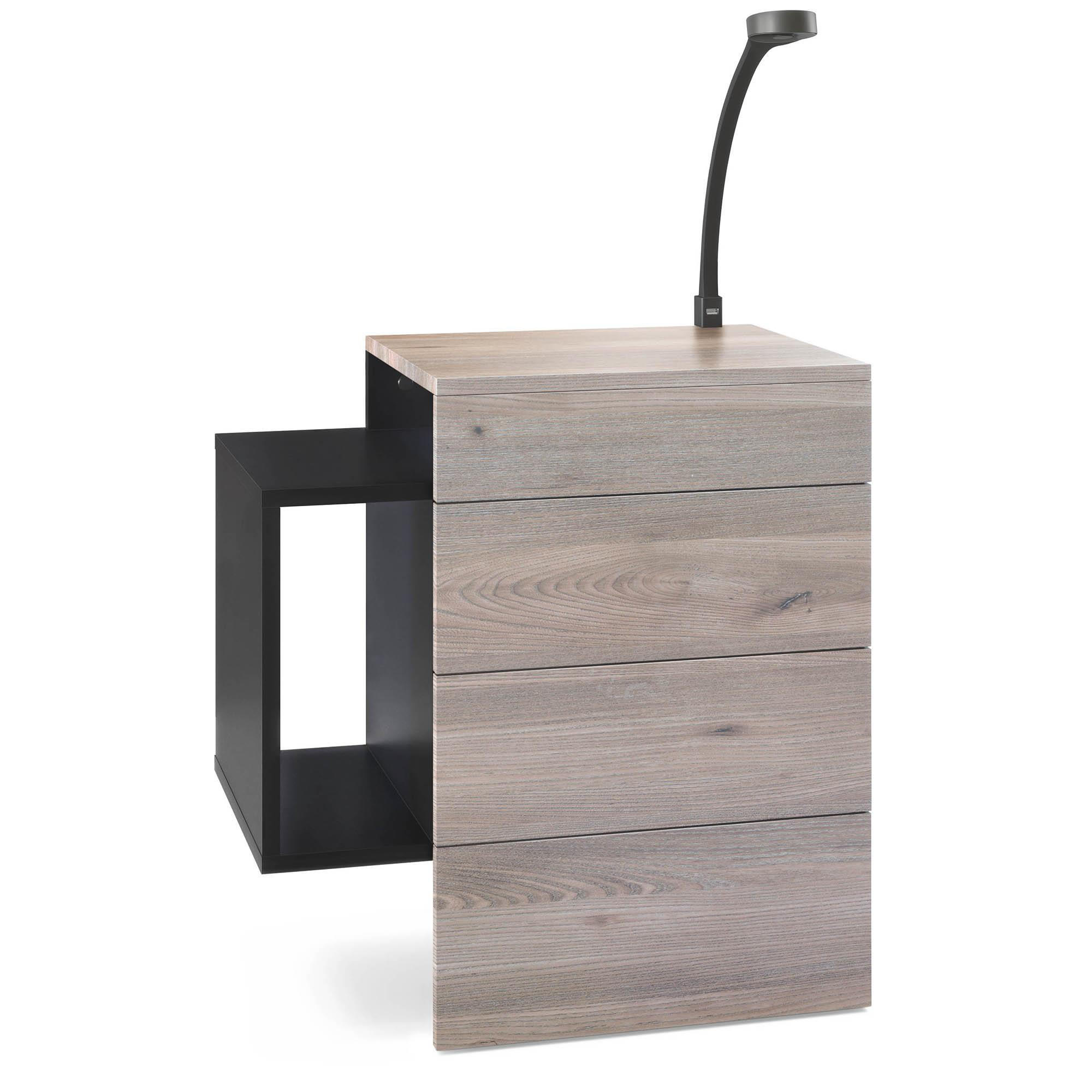 NACHTTISCH Queens Front in Eiche Nordic - Silbereichenfarben, Holzwerkstoff (60/63/36cm) - Vladon