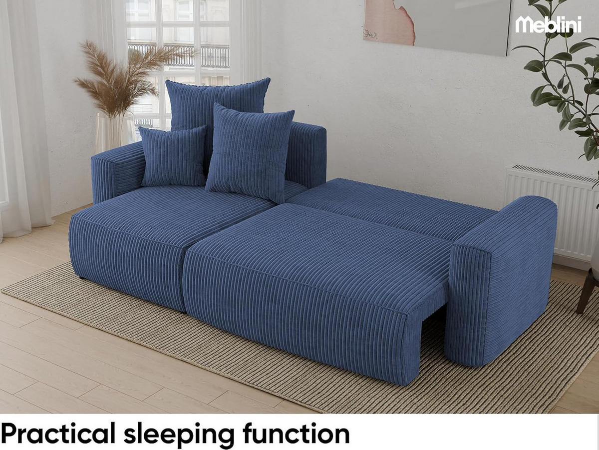 ECKSOFA DAVE L - Blau/Schwarz, Holzwerkstoff (238/87cm) - Meblini