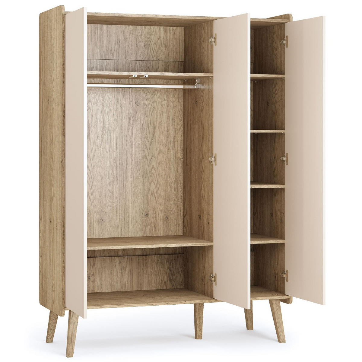 BABYZIMMER Set Vienna Fresh Set B - 4-teilig - Eichefarben/Beige, Holzwerkstoff (133/185/51cm) - QMM TraumMöbel