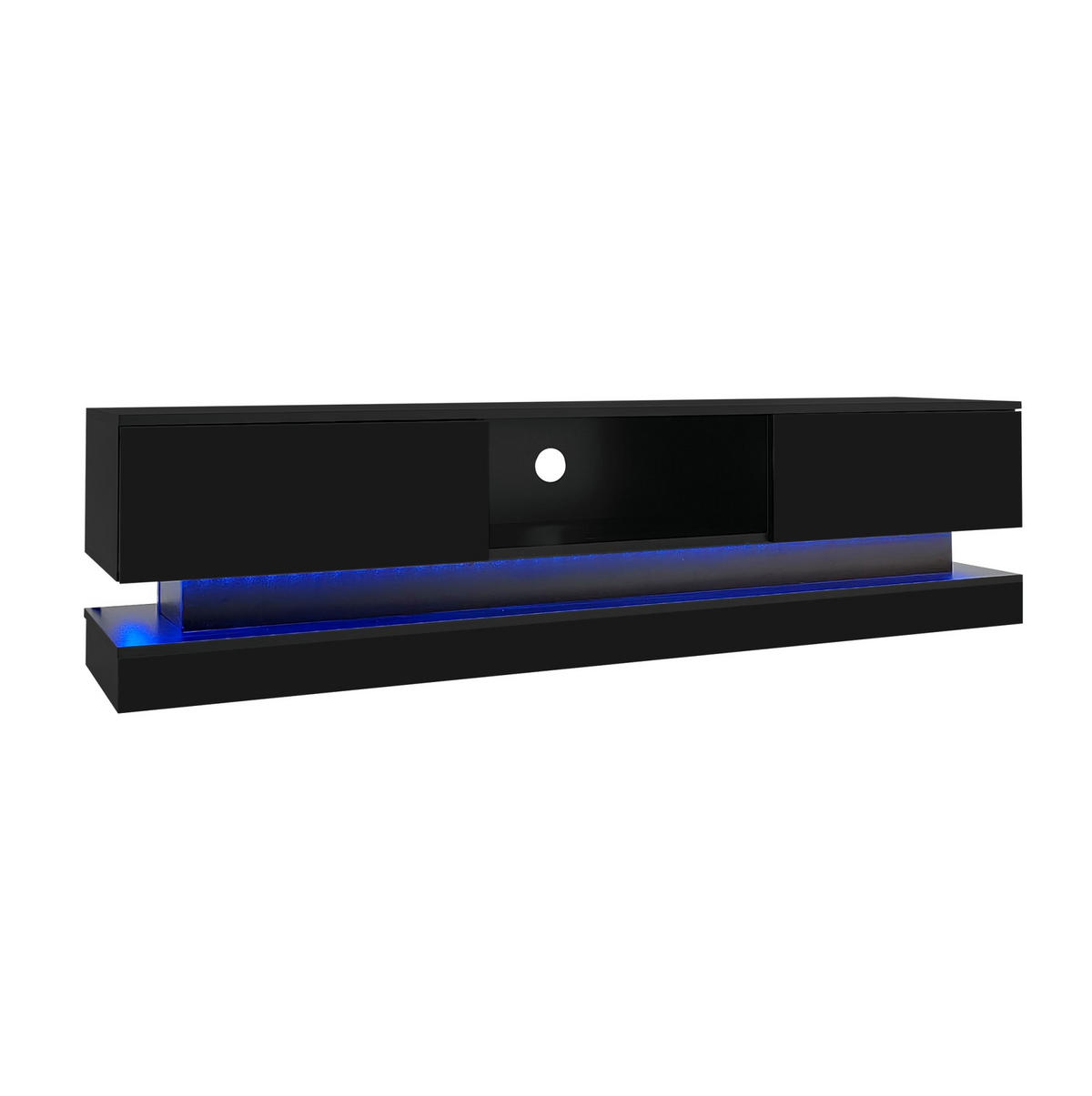 TV-LOWBOARD 160/35/40,5 cm mit 2 Schubladen und LED-Beleuchtung - Schwarz, Holzwerkstoff (160/40.5/35cm) - BEAOK