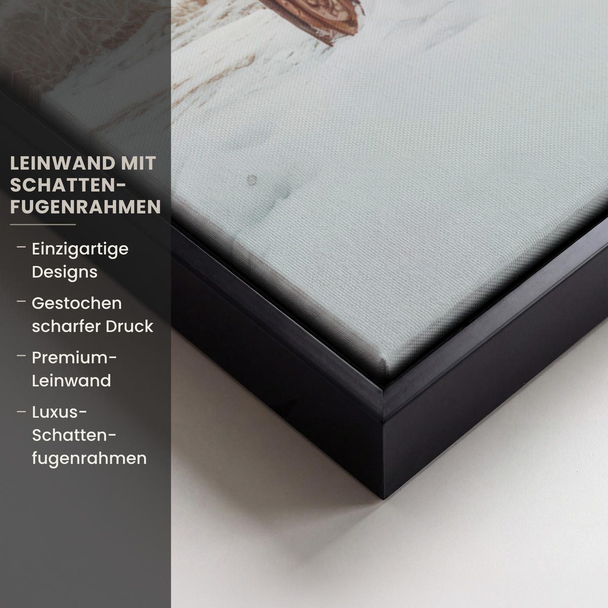 LEINWAND Bilder mit Rahmen - Auto - Rot - Geschenke - Winter - Schnee - Weihnachten - 50x50 - Rot, Textil (50/50cm) - MuchoWow