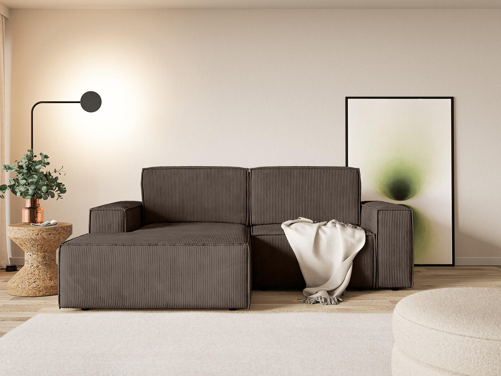 ECKSOFA KOKKO MINI mit Schlaffunktion, Dunkelbraun - Dunkelbraun, Textil (240/167cm) - Fedve