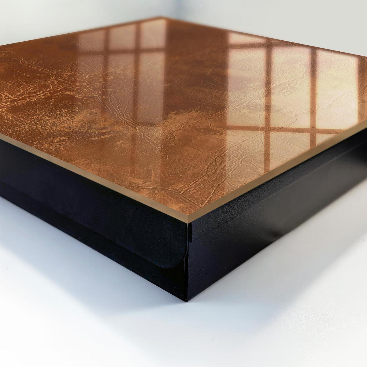 SCHLÜSSELBOX Schwarz 30x30 cm- Türöffnung nach rechts - Hautstruktur - Braun, Metall (30/30/5cm) - TULUP