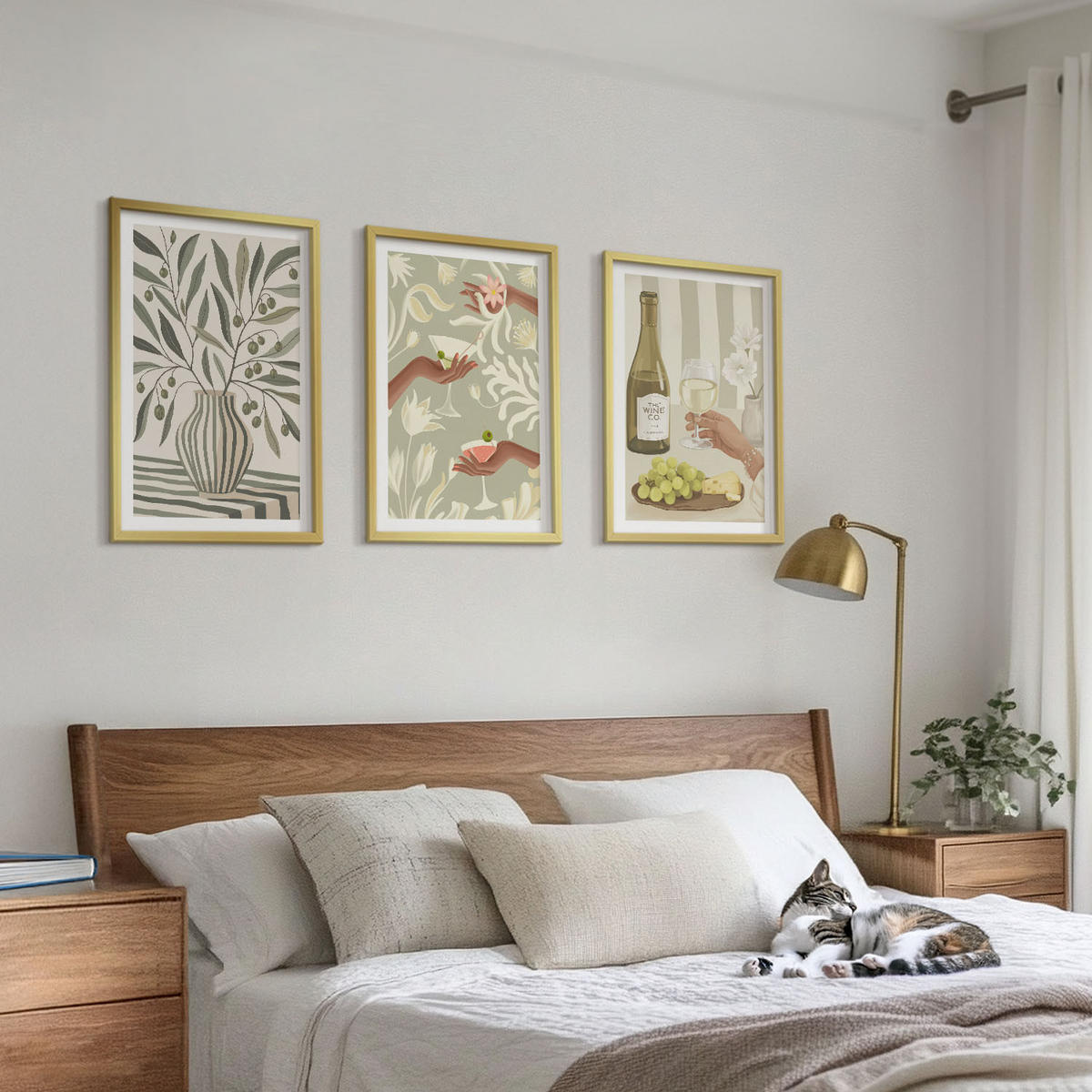 BILDER SET 3er Set - 40x60 cm Goldrahmen - Rustikale Cocktails mit Olivenblüten - Goldfarben, Kunststoff (40/60cm) - TULUP