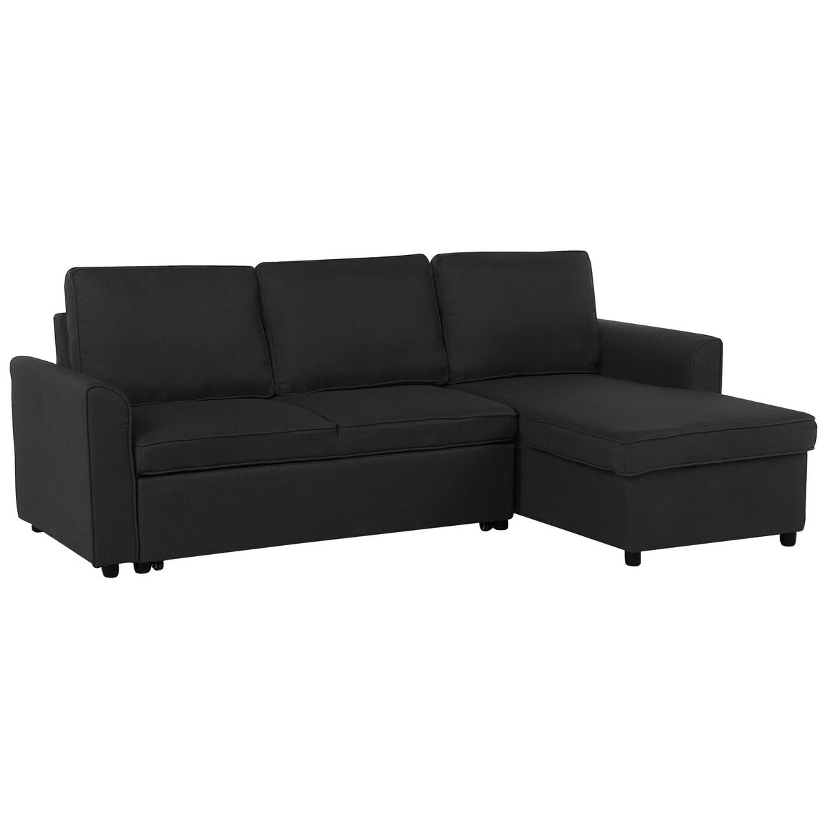 ECKSOFA Polsterbezug Schwarz rechtsseitig Nesna - Schwarz, Textil (228/145cm) - Beliani