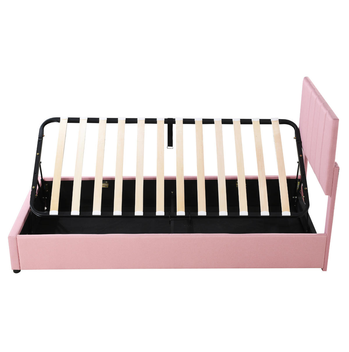 KINDERBETT 90/200 cm mit hydraulischem Bettkasten und verstellbarem Kopfteil, Rosa - Pink, Textil (90/200cm) - Redom