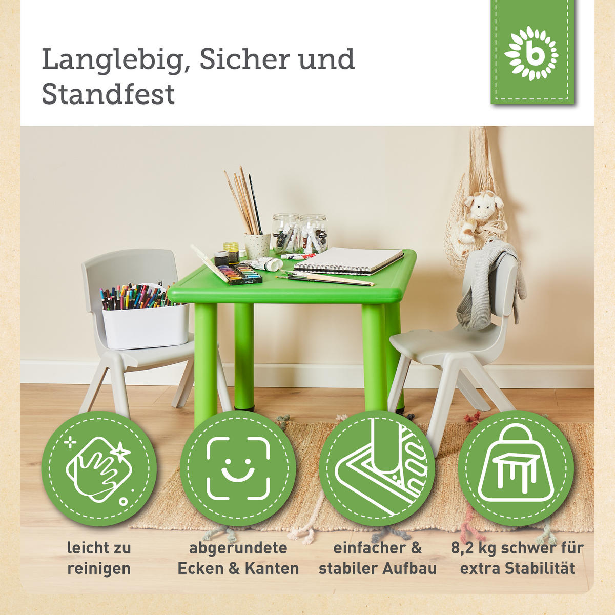 KINDERTISCH - Grün, Kunststoff (62/52/62cm) - Bieco Spielwaren