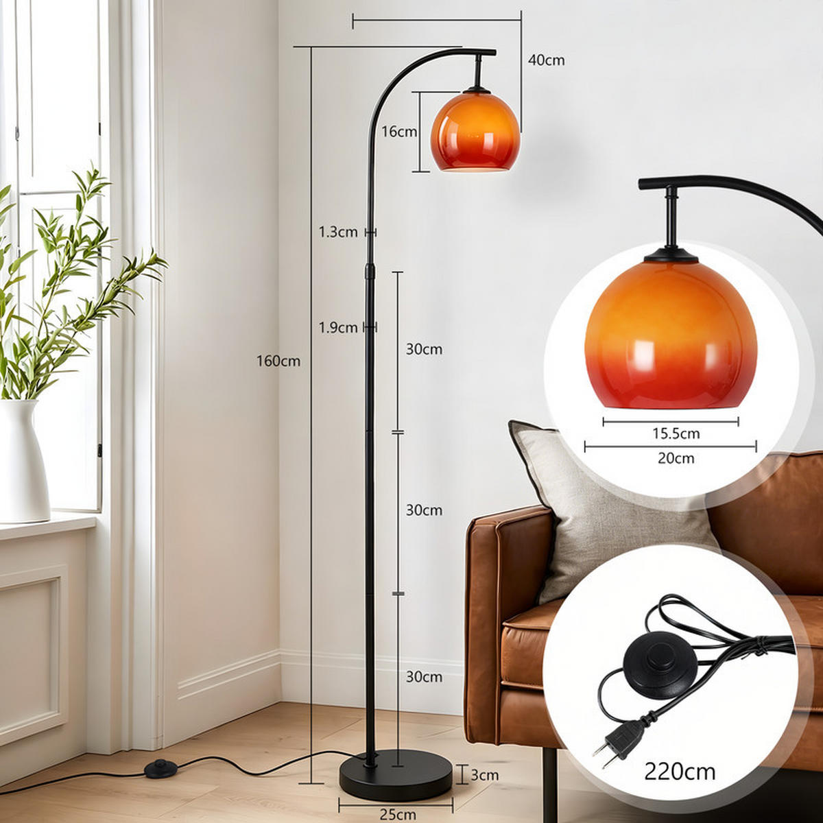 STEHLAMPE 31/44/26cm - Schwarz, Metall (43.5/30.5/26cm) - Nettlife