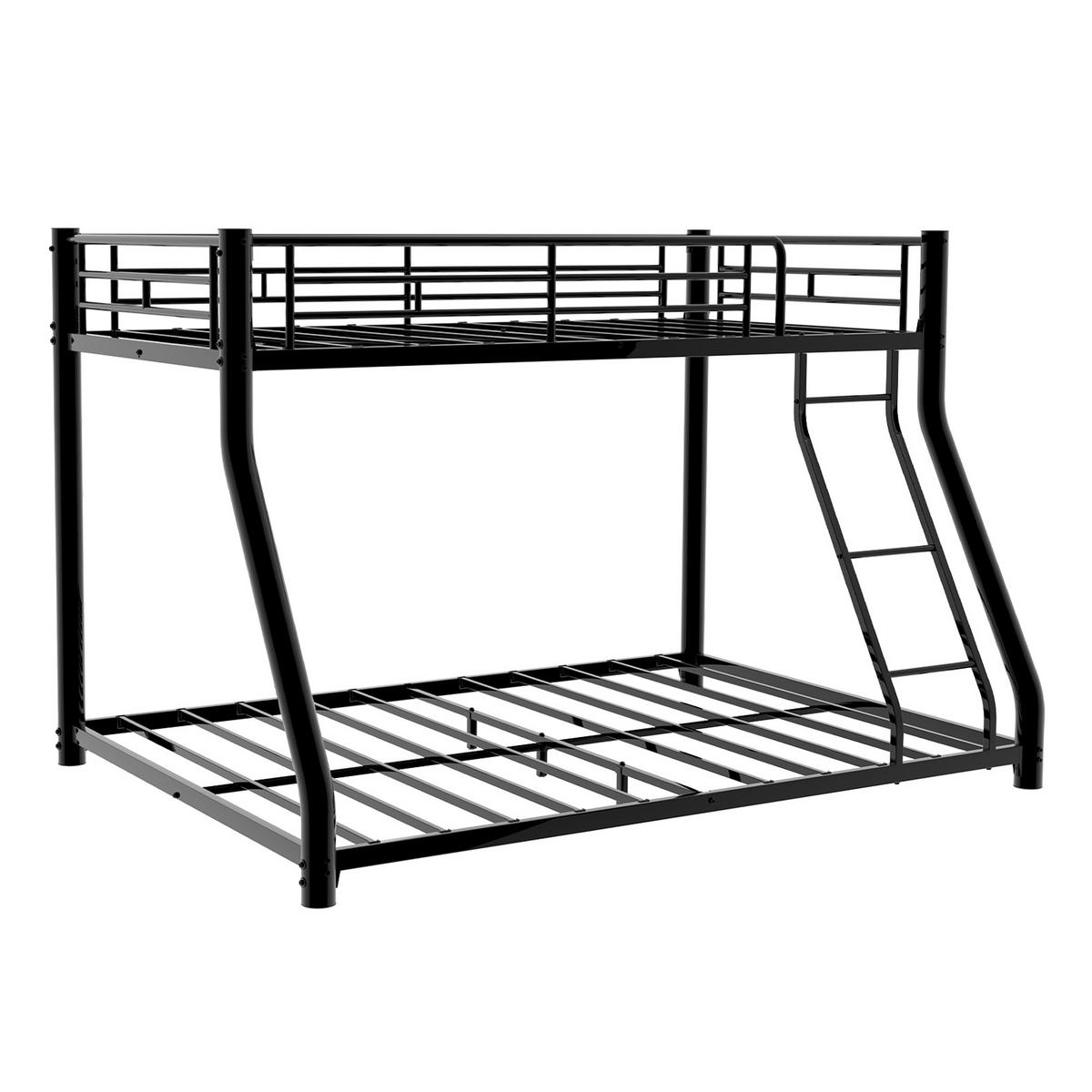 BETTRAHMEN Schwarz Liegefläche 90/190 cm und 140/190 cm, Metall-Etagenbett, Leiter, Sicherheitsgeländer - Schwarz, Metall - PANGIVO