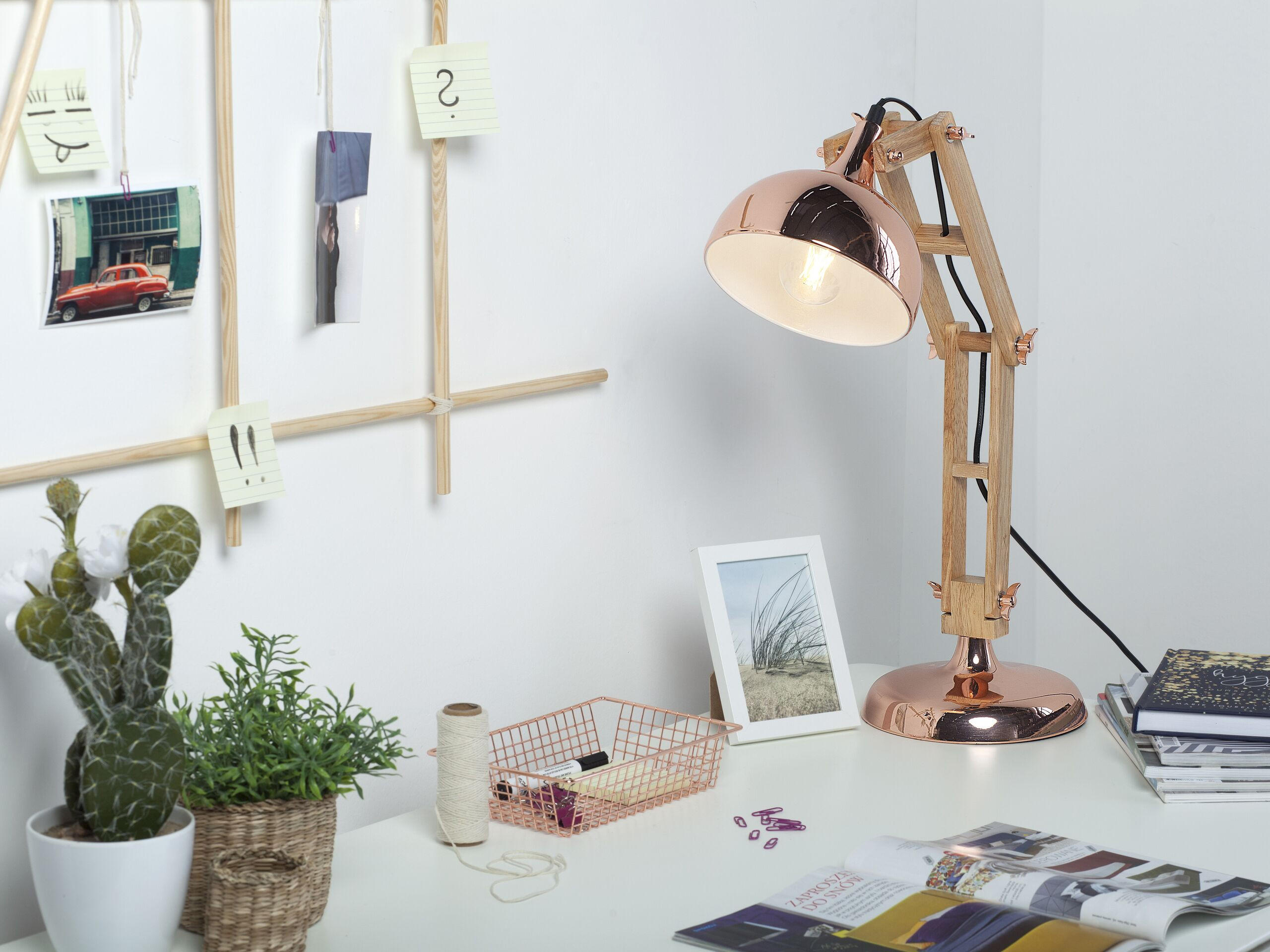 SCHREIBTISCHLAMPE Salado 18/18/53 cm - Kupferfarben, Kunststoff (18/18/53cm) - Beliani
