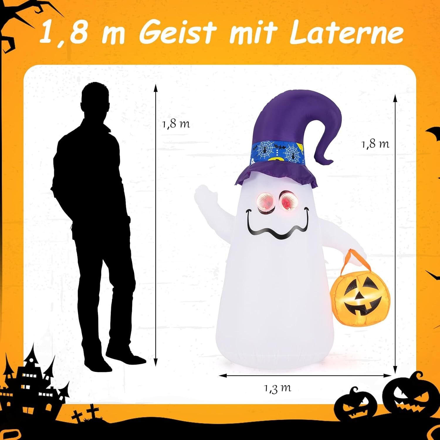 HALLOWEEN Deko Outdoor Weiß - Weiß, Textil (73/180/132cm) - COSTWAY