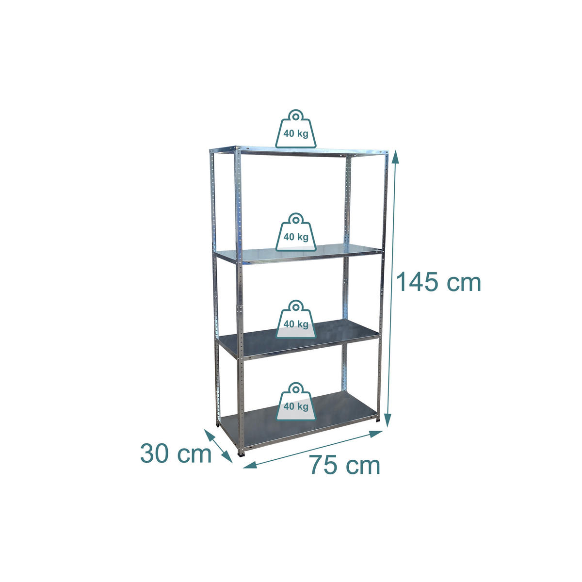 LAGERREGAL - Silberfarben, Kunststoff/Metall (75/145/30cm) - Relaxdays